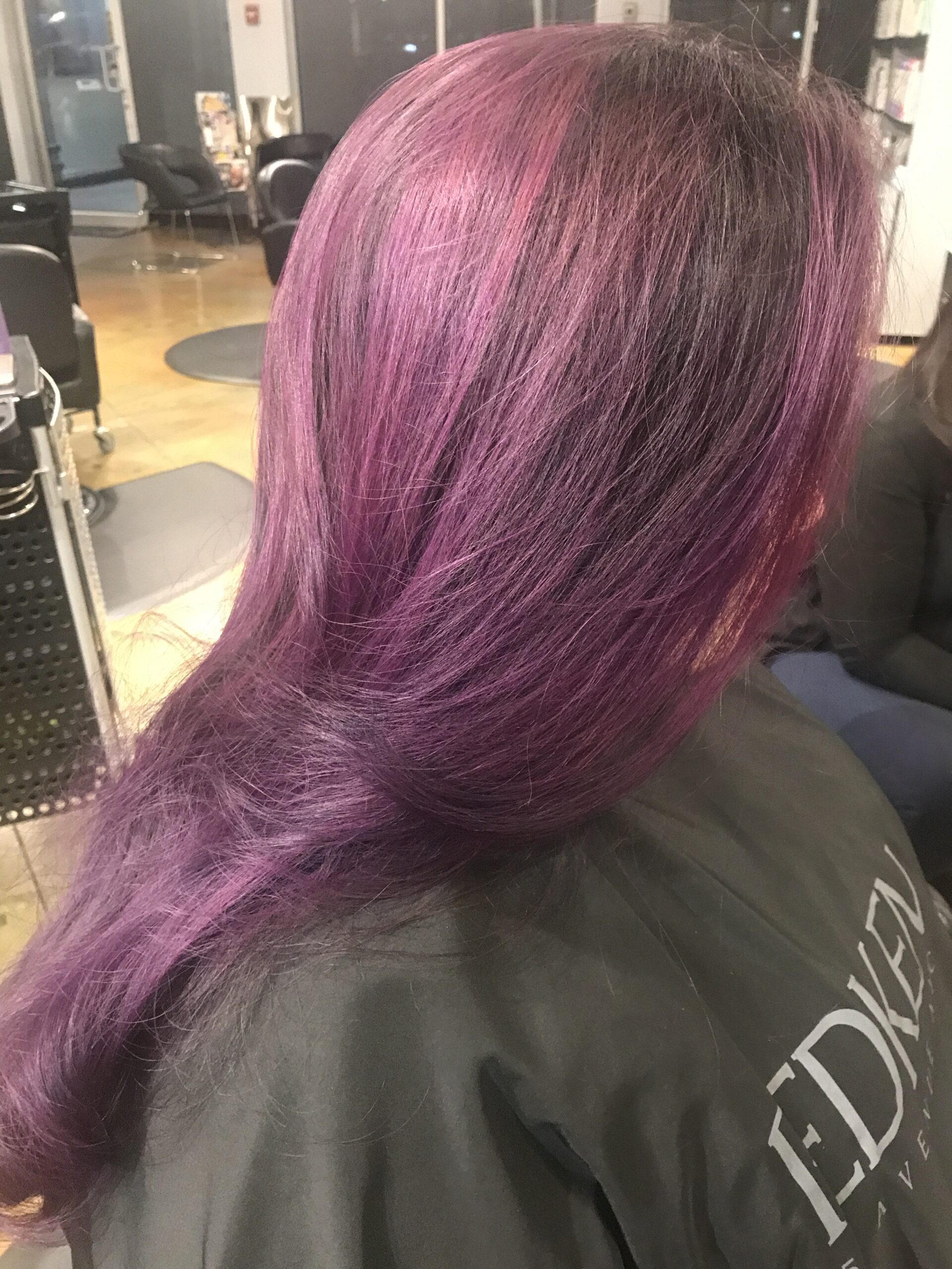 balayage with purpe colour scaled